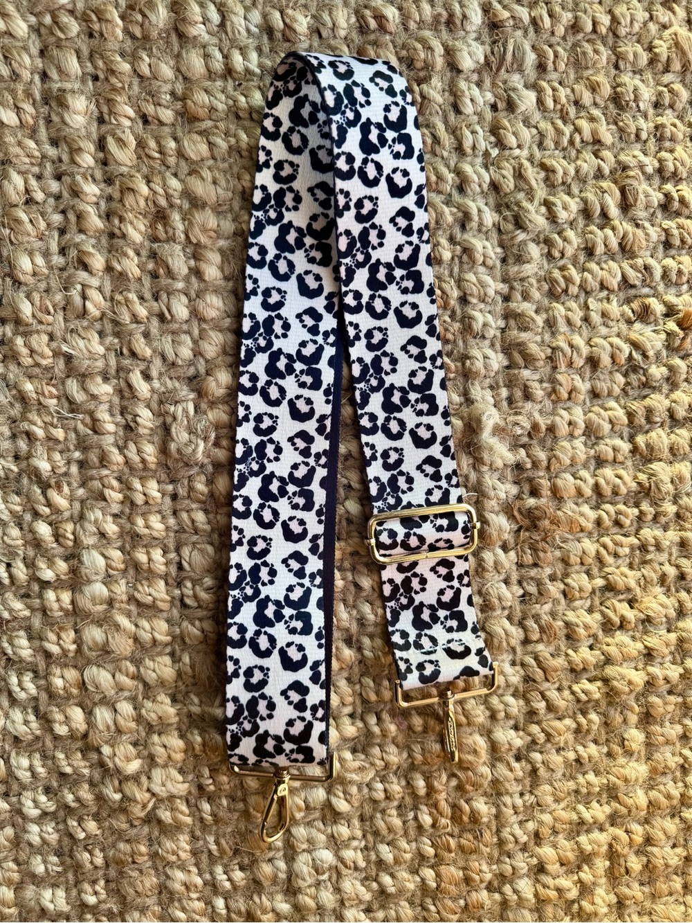 Kedzie Adjustable Black and White Leopard Print Crossbody Strap